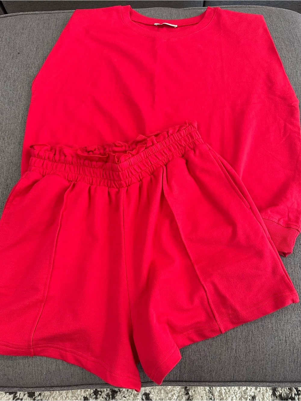 Zenana Outfitters Bright Red Matching Top and Shorts Set